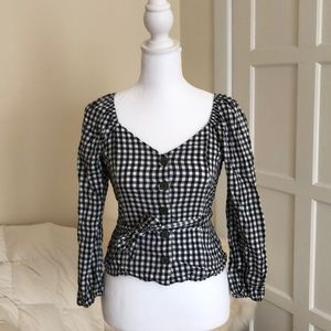 Checkered Button Down Top